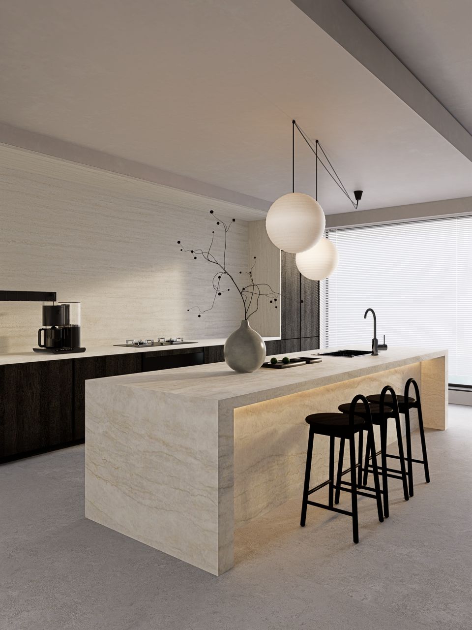 Taj Mahal sintered stone kitchen island